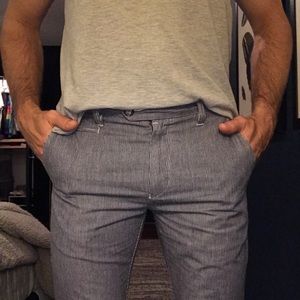 Ted Baker Striped Light Blue & White Cotton Pant